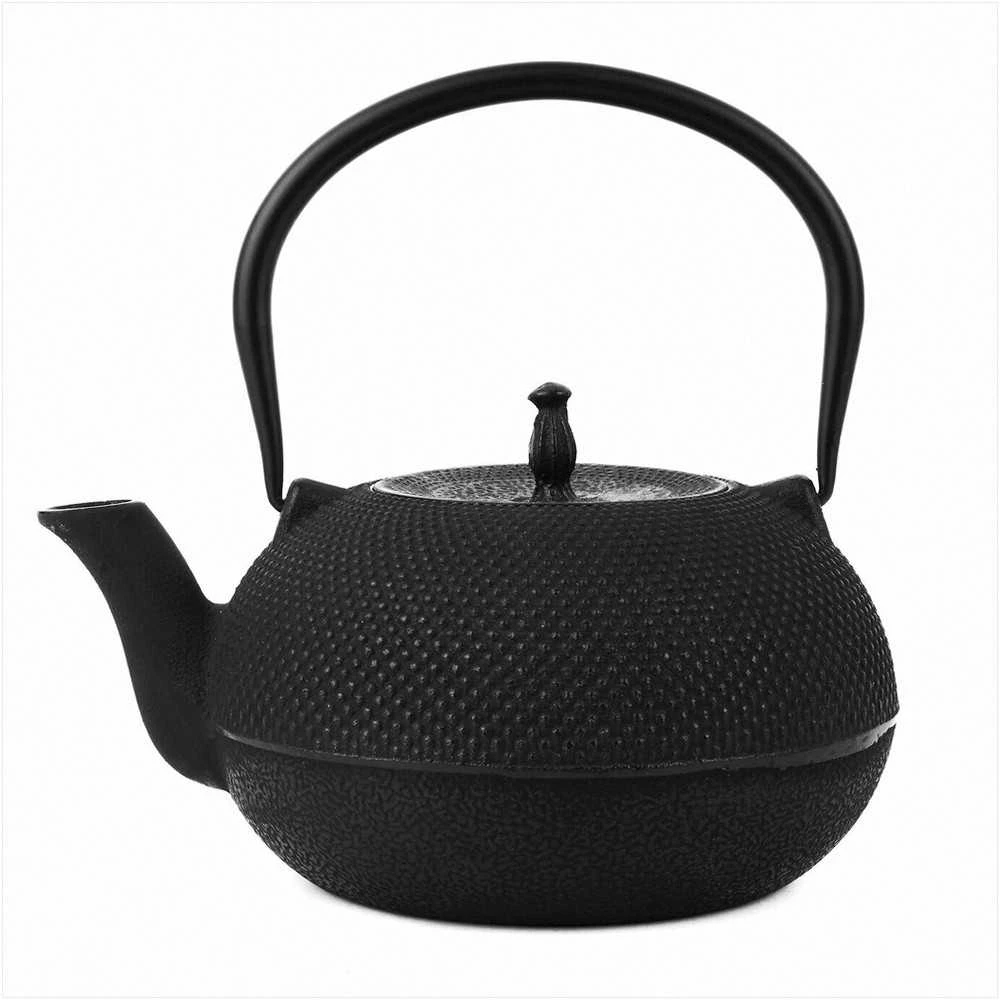 Ketaus arbatinukas su nerūdijančio plieno sieteliu, 1.8 litro juoda matinė apdaila, tradicinis arbatos virdulys, arbatinukas su infuzoriumi, ketaus virdulys arbatai plikyti