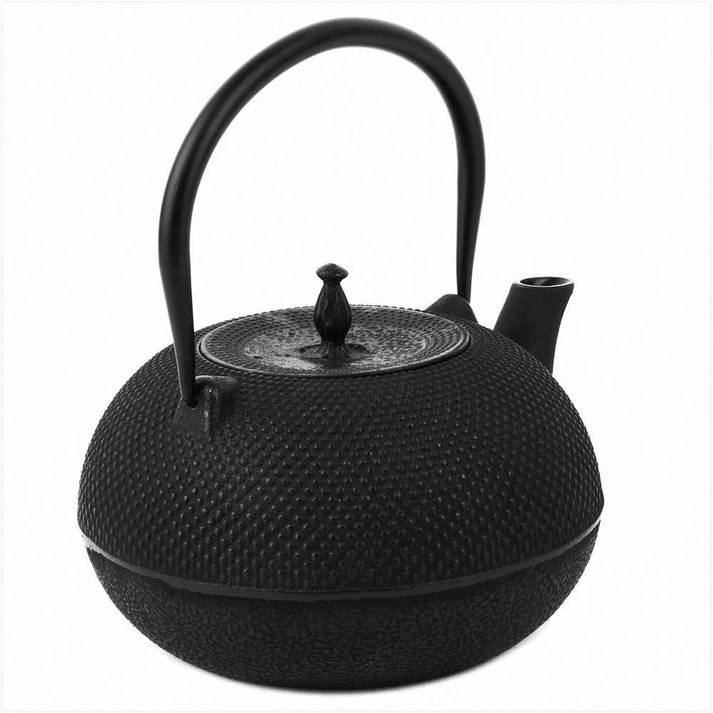 Ketaus arbatinukas su nerūdijančio plieno sieteliu, 1.8 litro juoda matinė apdaila, tradicinis arbatos virdulys, arbatinukas su infuzoriumi, ketaus virdulys arbatai plikyti