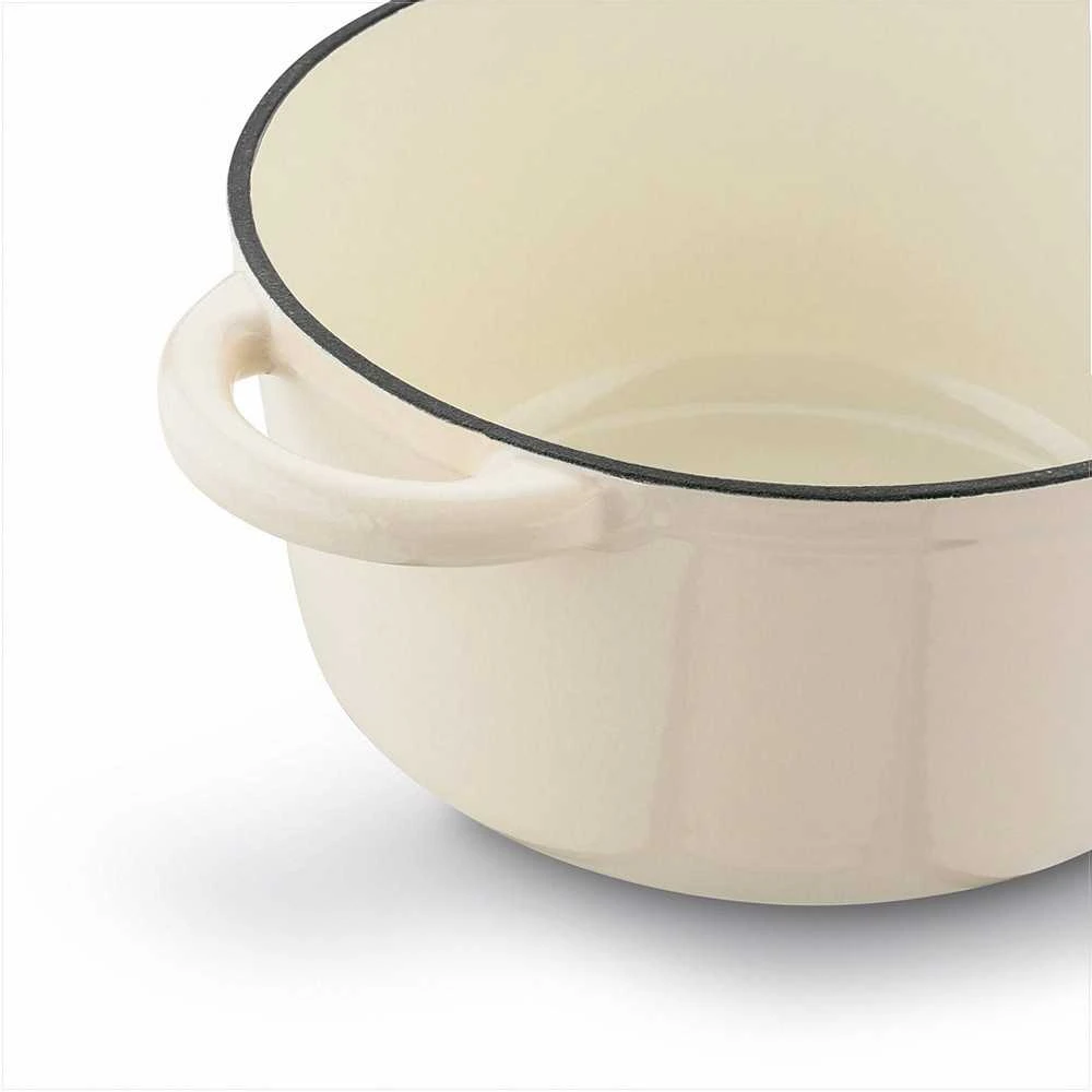 Konighoffer Ketaus emaliuotas troškintuvas 2.8 litro, orkaitei ir viryklei, kreminis glazūruotas, tinkamas indukcijai, ketaus puodas, emaliuotas puodas, 2.8L troškintuvas, troškinimo indas