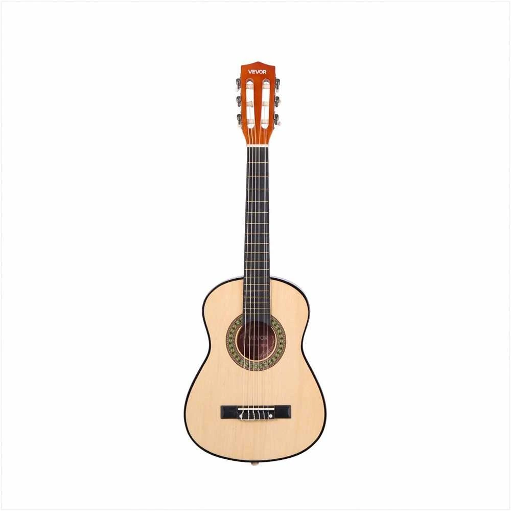 Klasikinės gitaros pradedančiųjų rinkinys, 780 mm liepos medienos instrumentas su nailoninėmis stygomis, pilnas priedų komplektas, natūralios spalvos