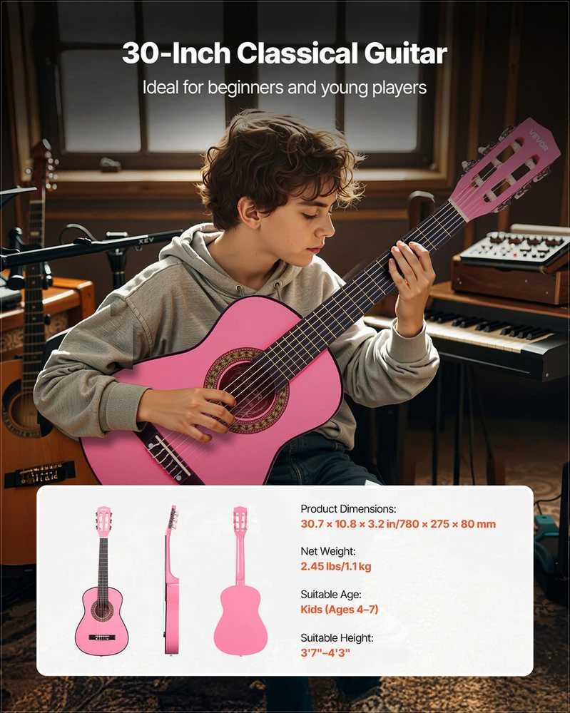 VEVOR Klasikinė gitara, 780 mm, su priedais pradedantiesiems