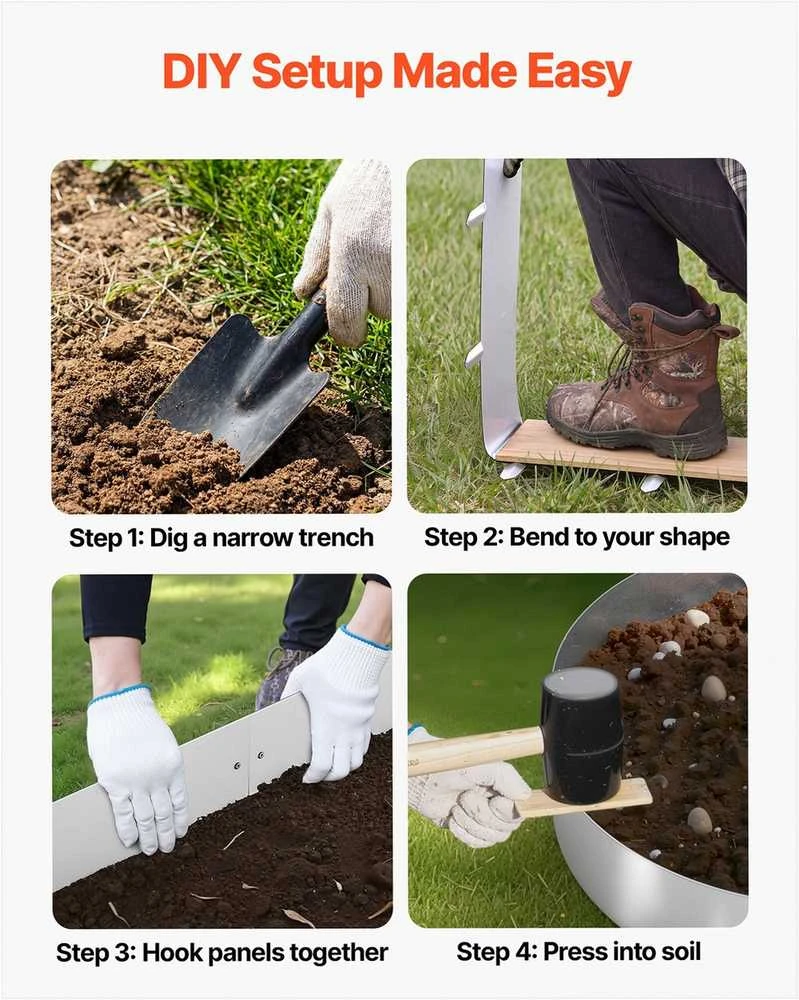 Korteno plieno kraštovaizdžio apvadas sodo borteliams, lankstus metalinis apvadas gėlynams ir takams, patvarus oro sąlygoms atsparus kiemo bortelis, 10 dalių apvadų rinkinys