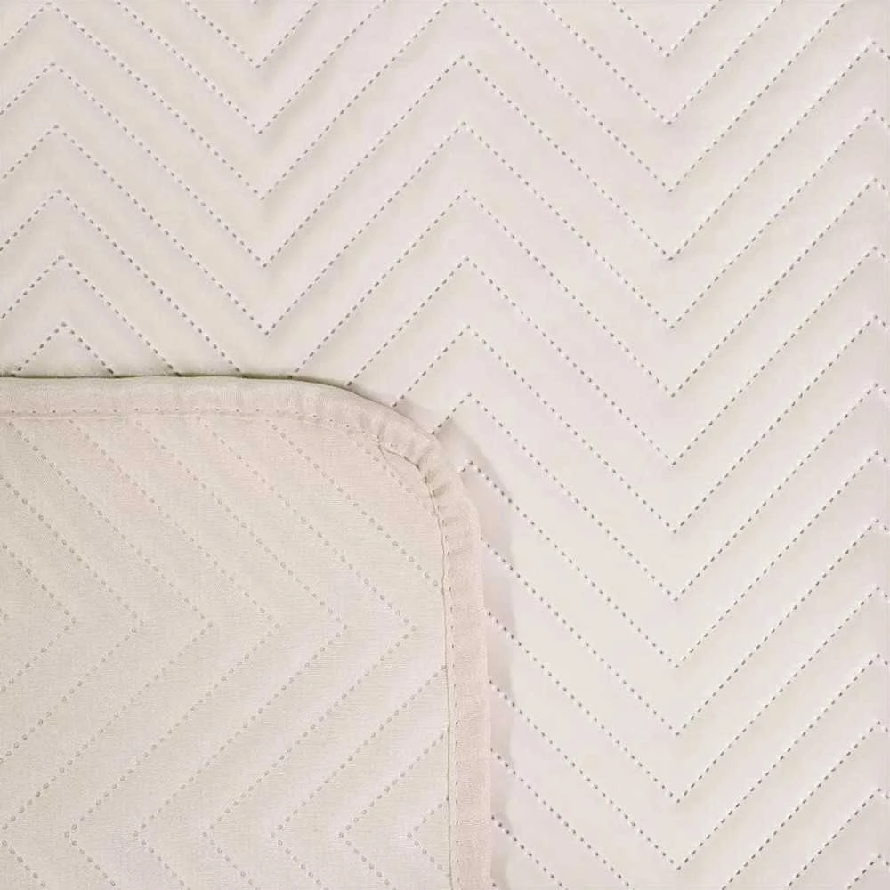 Eurofirany Kreminis aksominis dekoratyvinis užtiesalas, dvipusis su dygsniuotu raštu, 170x210 cm, minkštas poliesterio lovos užtiesalas, lovatiesė miegamajam Lovatiesė