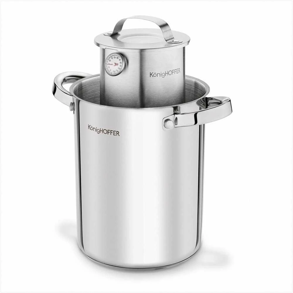 Konighoffer Kumpio virimo aparato rinkinys su puodu ir termometru naminiams mėsos gaminiams, nerūdijančio plieno virtuvės komplektas, 4 l puodas ir 1.5 l kumpio virimo indas, mėsos gaminimo įranga