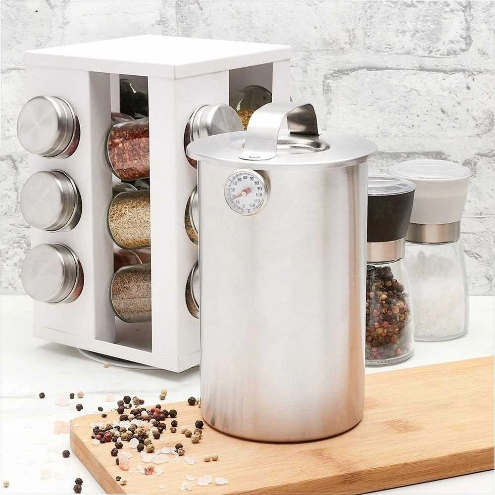 Konighoffer Kumpio virimo aparato rinkinys su puodu ir termometru naminiams mėsos gaminiams, nerūdijančio plieno virtuvės komplektas, 4 l puodas ir 1.5 l kumpio virimo indas, mėsos gaminimo įranga