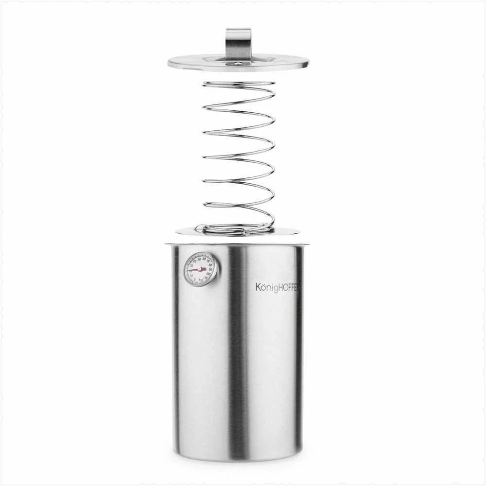 Konighoffer Kumpio virimo aparato rinkinys su puodu ir termometru naminiams mėsos gaminiams, nerūdijančio plieno virtuvės komplektas, 4 l puodas ir 1.5 l kumpio virimo indas, mėsos gaminimo įranga