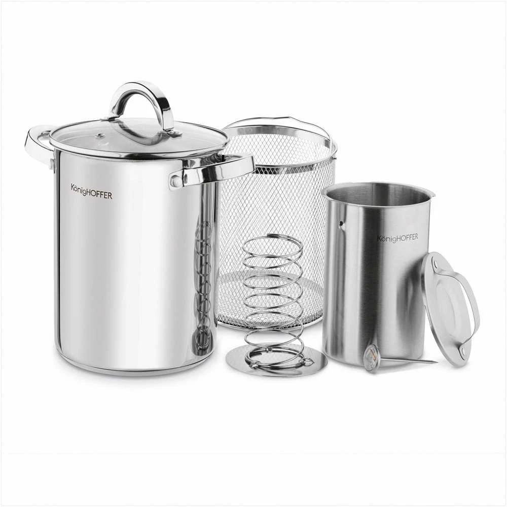Konighoffer Kumpio virimo aparato rinkinys su puodu ir termometru naminiams mėsos gaminiams, nerūdijančio plieno virtuvės komplektas, 4 l puodas ir 1.5 l kumpio virimo indas, mėsos gaminimo įranga