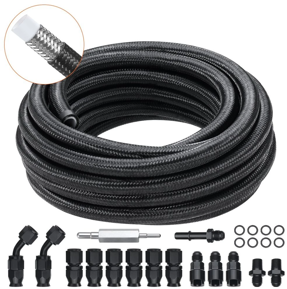 VEVOR 6AN kuro linijos rinkinys, 25 pėdų PTFE žarna