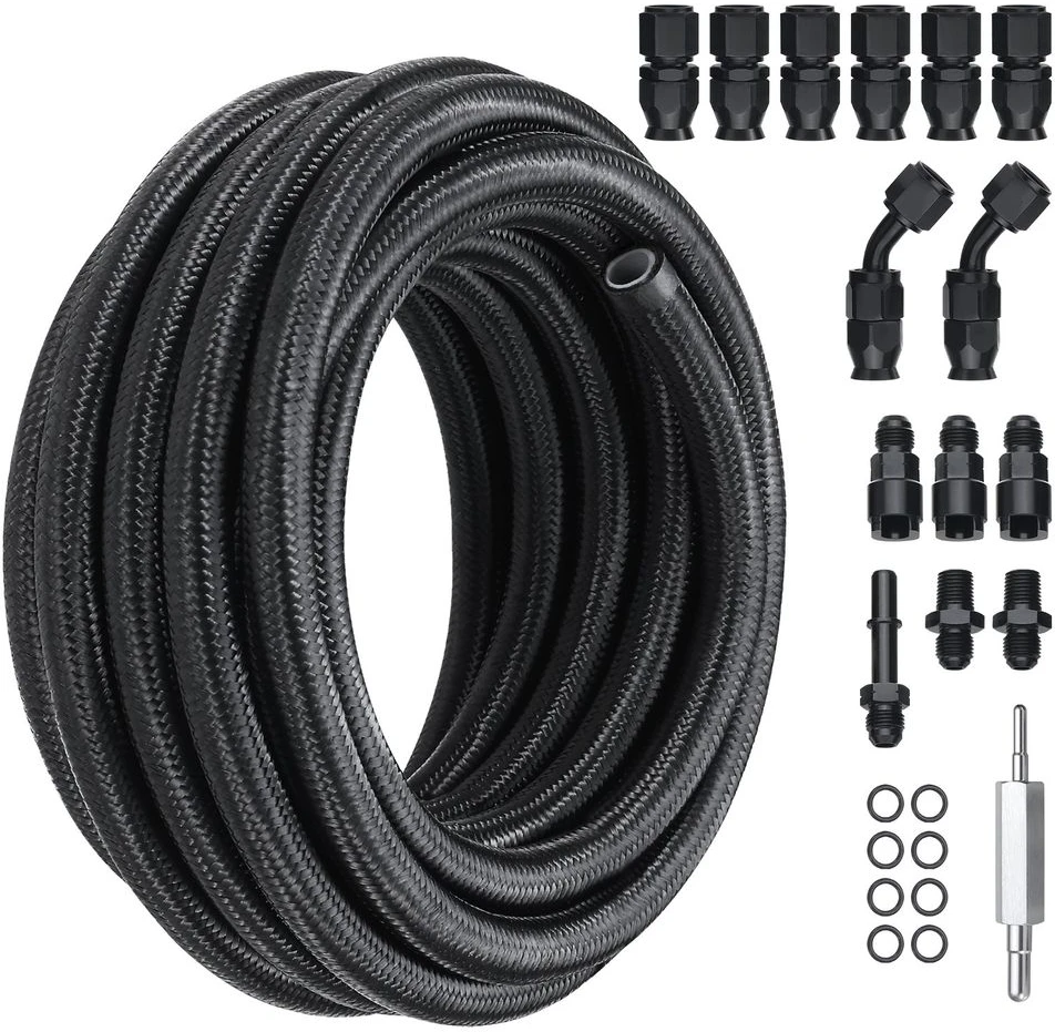 VEVOR 6AN kuro linijos rinkinys, 25 pėdų PTFE žarna