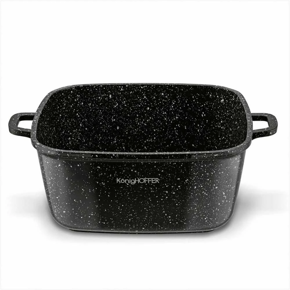 Kvadratinis keraminis puodas 24 cm su aromatizatoriumi ir silikoninėmis rankenų apsaugomis, tinkamas indukcijai 4.9 L, kvadratinis kepimo indas, troškintuvas