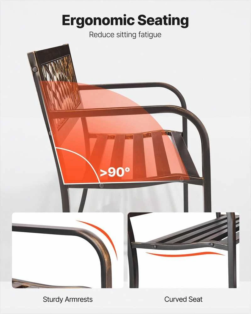 VEVOR lauko suoliukas 116 cm metalinis rėmas