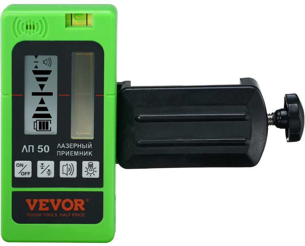 VEVOR Lazerio imtuvo detektorius su 60 m diapazonu, dvigubas LCD ekranas, konstrukcinis lazerio detektorius, žaliojo lazerio detektorius, raudono spindulio lazerio detektorius