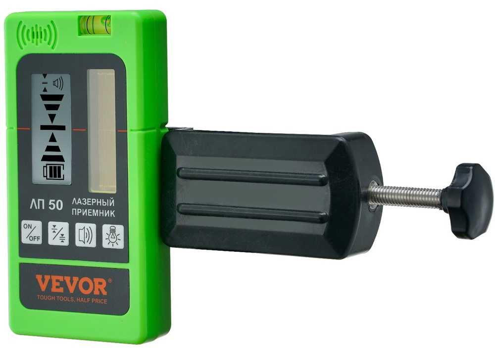 VEVOR Lazerio imtuvo detektorius su 60 m diapazonu, dvigubas LCD ekranas, konstrukcinis lazerio detektorius, žaliojo lazerio detektorius, raudono spindulio lazerio detektorius