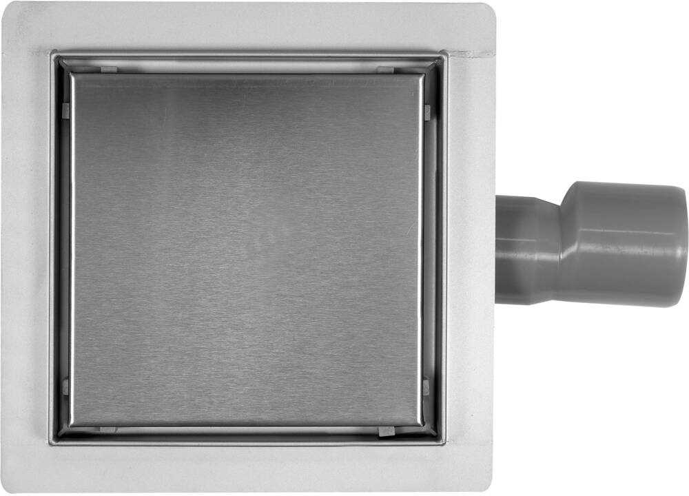 Linijinis Quad drenažas 150x150 mm, nerūdijantis plienas, dušui, šlifuoto plieno grotelės, šlapio ir sauso drenažas