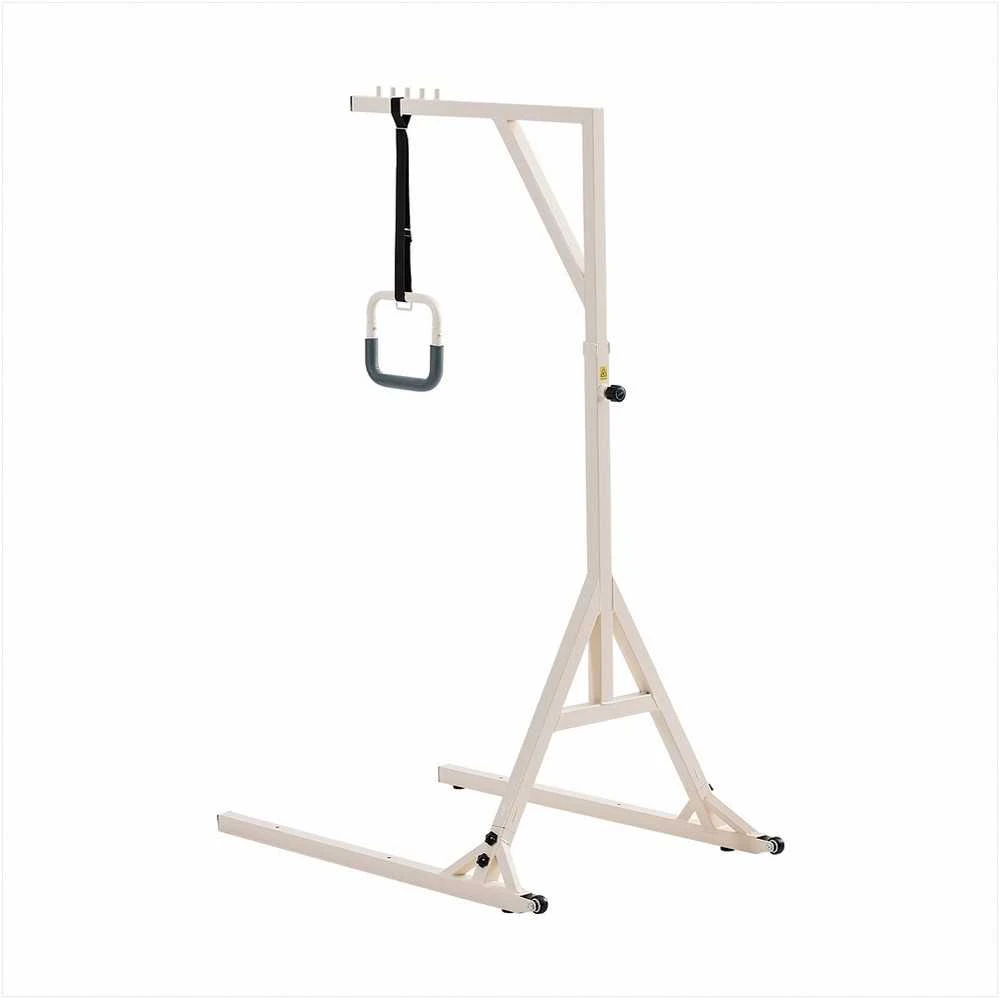 Lovos mobilumo trapecijos skersinis, reguliuojamo aukščio prisitraukimų pagalbinis skersinis su ratukais, tvirta plieninė atrama, 158.8kg keliamoji galia, grindų stovas pagyvenusiems ir neįgaliems