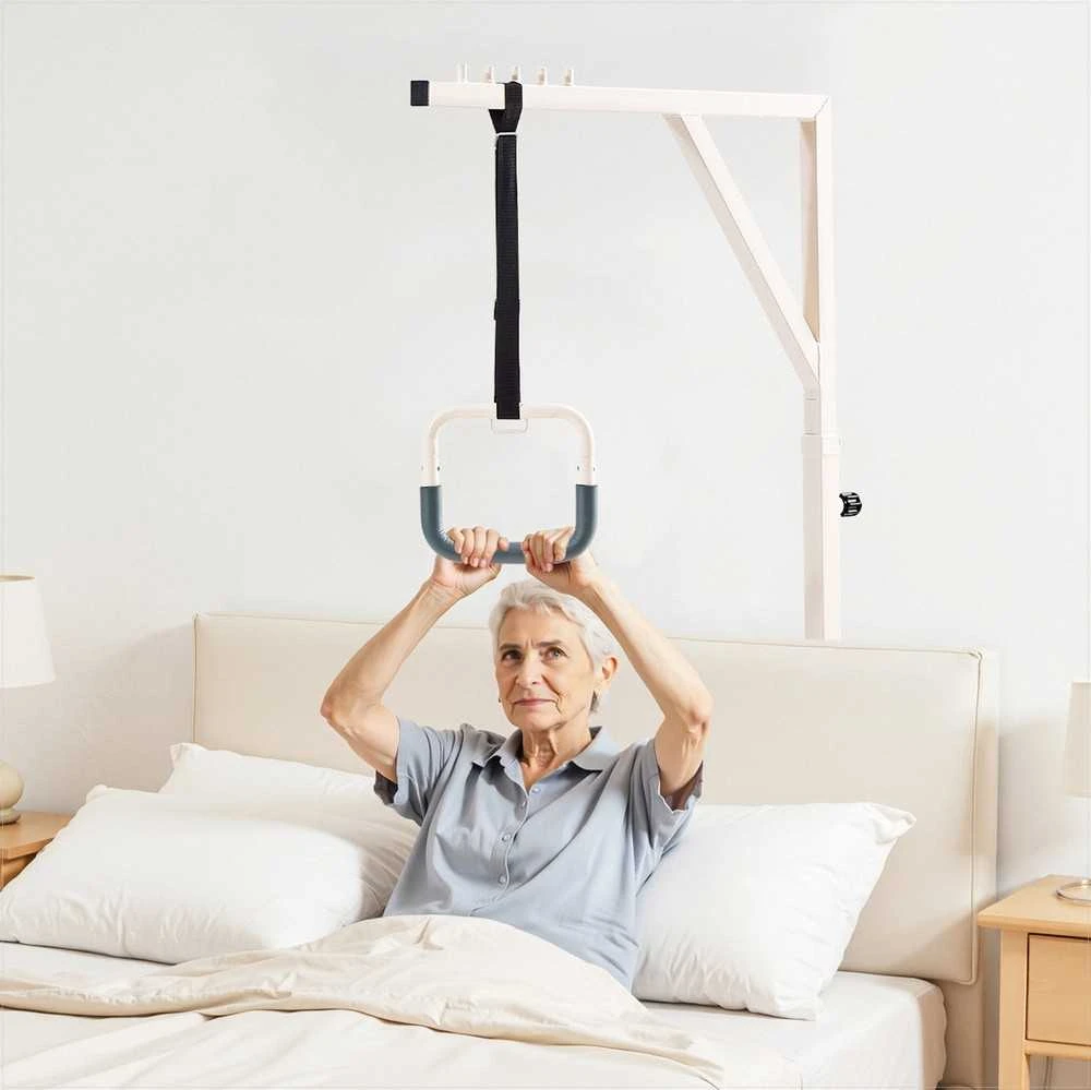 Lovos mobilumo trapecijos skersinis, reguliuojamo aukščio prisitraukimų pagalbinis skersinis su ratukais, tvirta plieninė atrama, 158.8kg keliamoji galia, grindų stovas pagyvenusiems ir neįgaliems