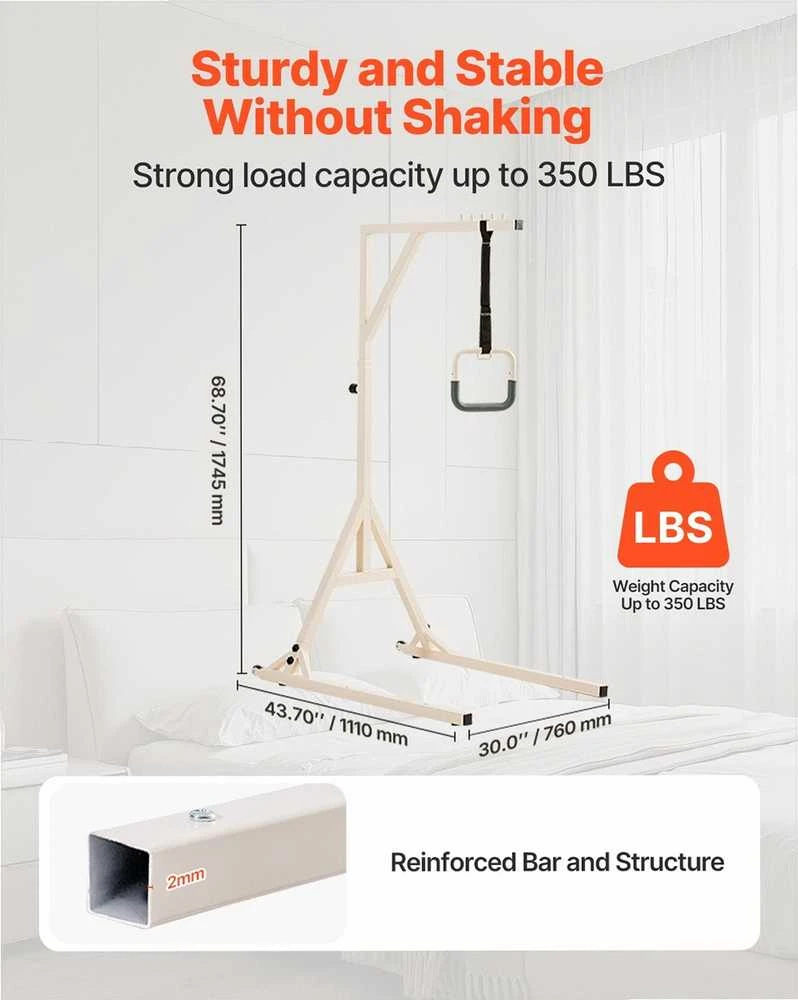 Lovos mobilumo trapecijos skersinis, reguliuojamo aukščio prisitraukimų pagalbinis skersinis su ratukais, tvirta plieninė atrama, 158.8kg keliamoji galia, grindų stovas pagyvenusiems ir neįgaliems