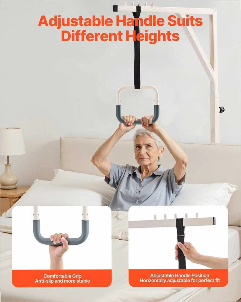 Lovos mobilumo trapecijos skersinis, reguliuojamo aukščio prisitraukimų pagalbinis skersinis su ratukais, tvirta plieninė atrama, 158.8kg keliamoji galia, grindų stovas pagyvenusiems ir neįgaliems