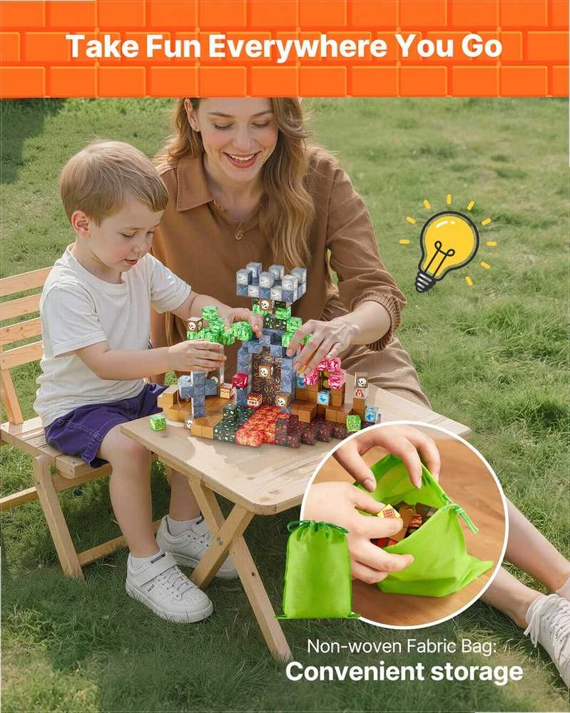 Magnetinės statybinės kaladėlės vaikams, STEM Montessori sensorinis žaislas, 150 dalių tamsios pilies rinkinys, kūrybinės konstrukcijos kubeliai nuo 3 metų