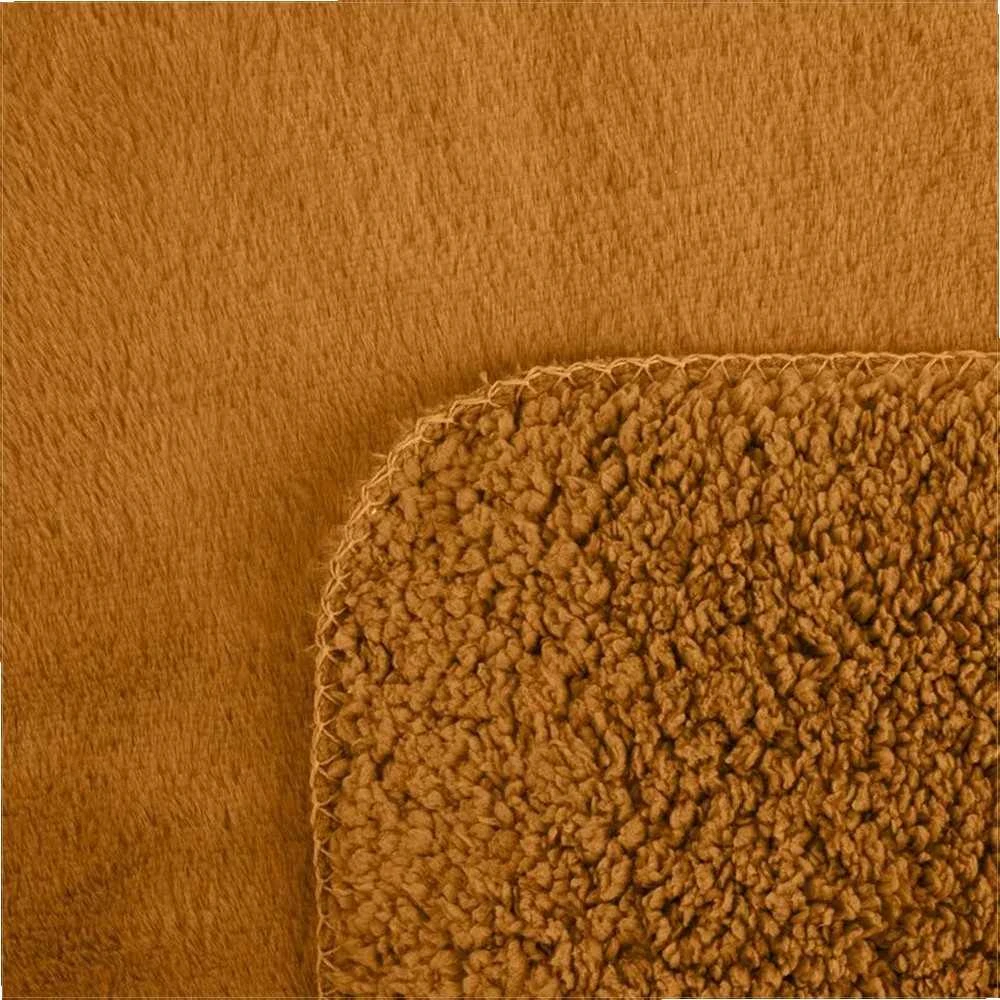 Eurofirany Medaus spalvos dirbtinio kailio dekoratyvinis užtiesalas, 220x240 cm, jaukus lovos ar sofos uždangalas, didelė gramatūra 430 g/m², poliesterio medžiaga, minkštas pledas Lovatiesė