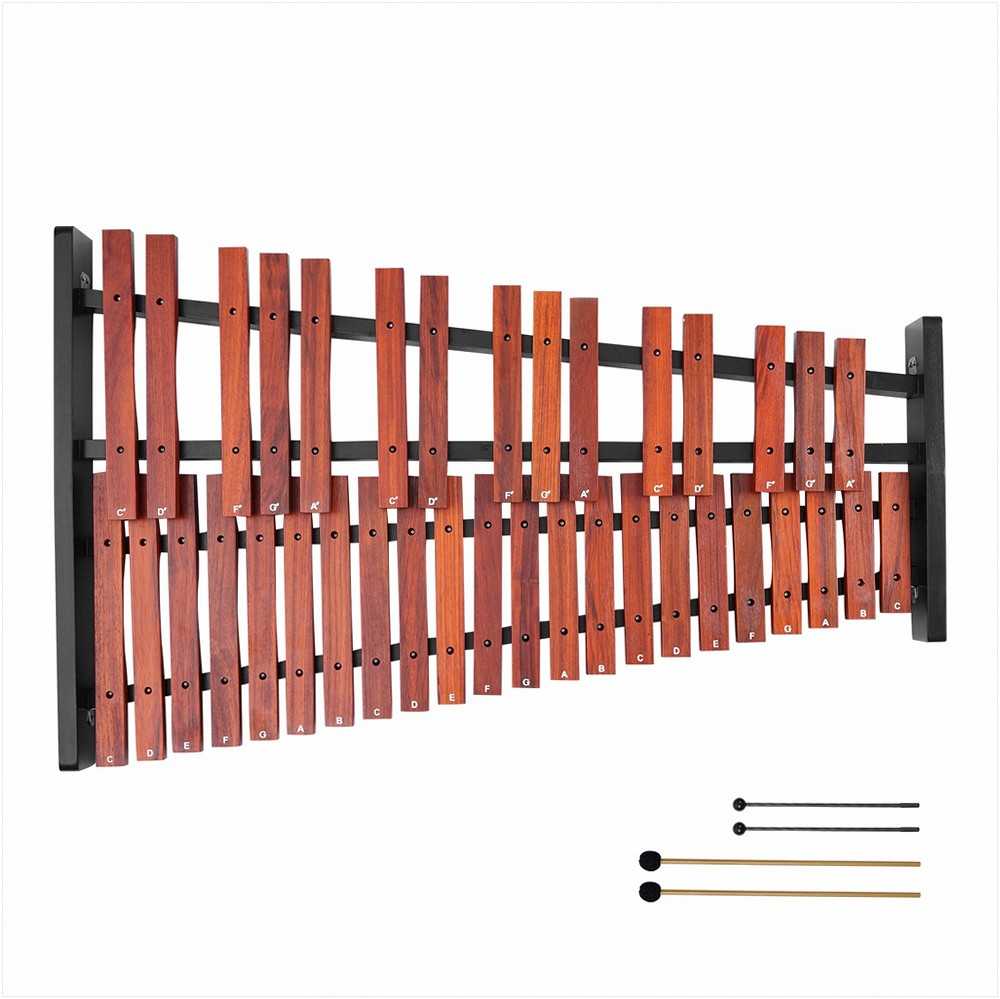 Medinis ksilofono instrumentas 37 natos, muzikinis rinkinys pradedantiesiems su reguliuojamu stovu, nešiojamas perkusijos komplektas, medinis metalofonas vaikams ir suaugusiems