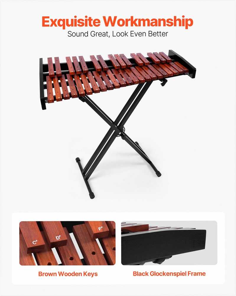 Medinis ksilofono instrumentas 37 natos, muzikinis rinkinys pradedantiesiems su reguliuojamu stovu, nešiojamas perkusijos komplektas, medinis metalofonas vaikams ir suaugusiems