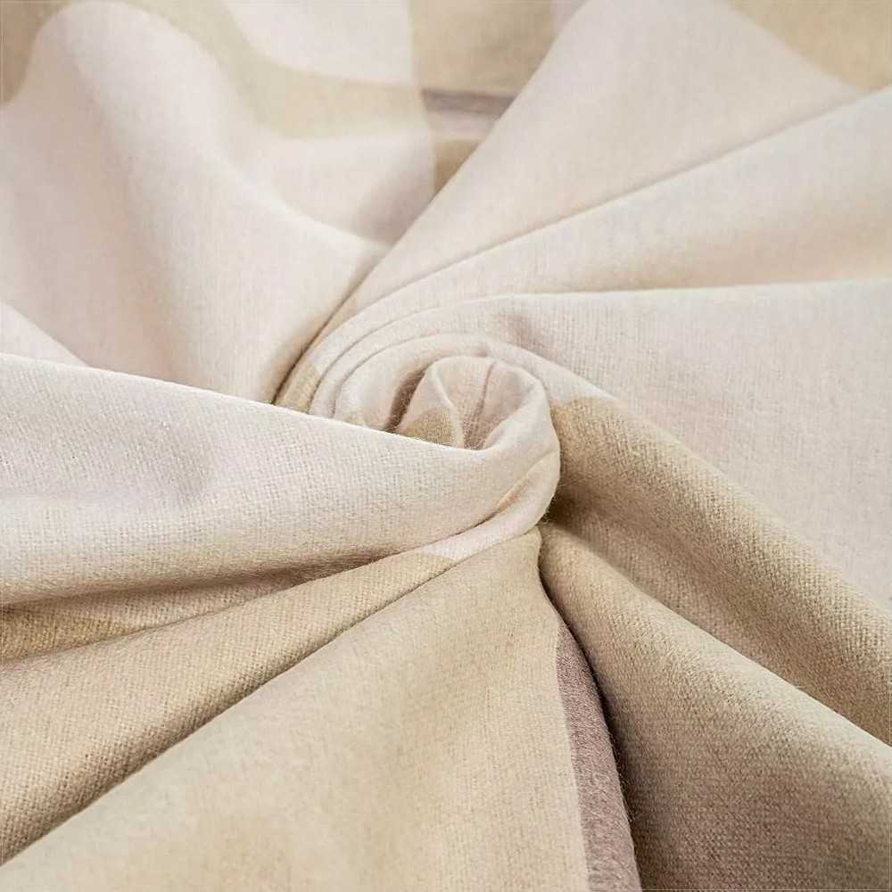 Medvilnės flanelės patalynės komplektas, 220x200 cm antklodės užvalkalas su dviem pagalvių užvalkalais, bėžinis languotas raštas, šilta ir minkšta patalynė, OEKO-TEX sertifikatas, flanelinė patalynė