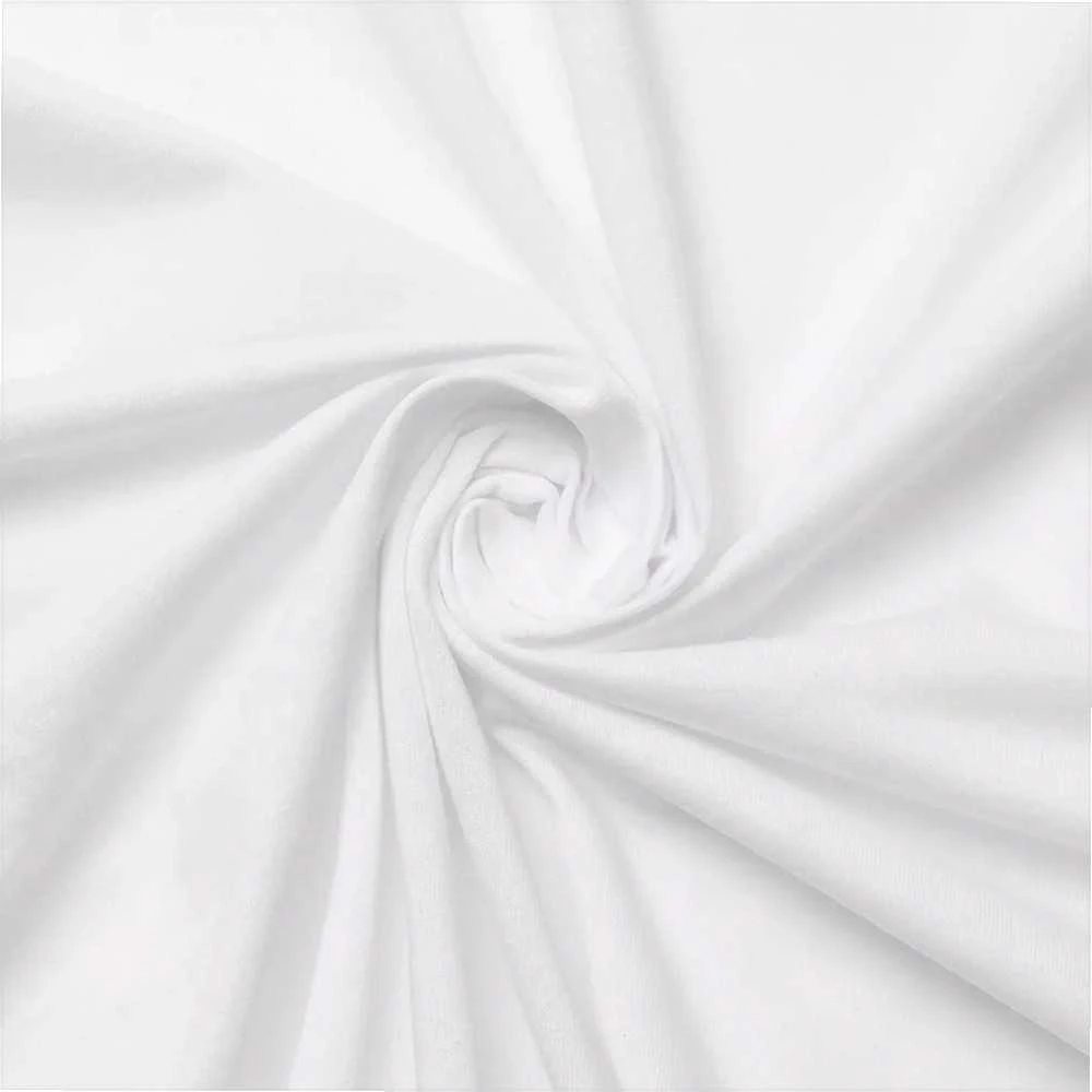 Matex Medvilninė džersio paklodė, 210x220 cm, 30 cm gylio kišenė, balta elastinė paklodė, minkšta medvilninė patalynė