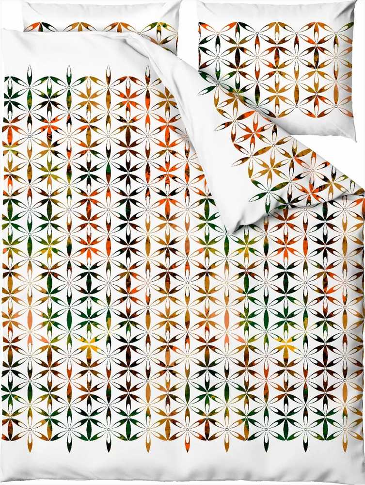 Medvilninės patalynės komplektas 220x200 cm, šešiakampių raštas, minkštas ir patvarus, 3 dalių rinkinys su antklodės užvalkalu, miegamojo tekstilė