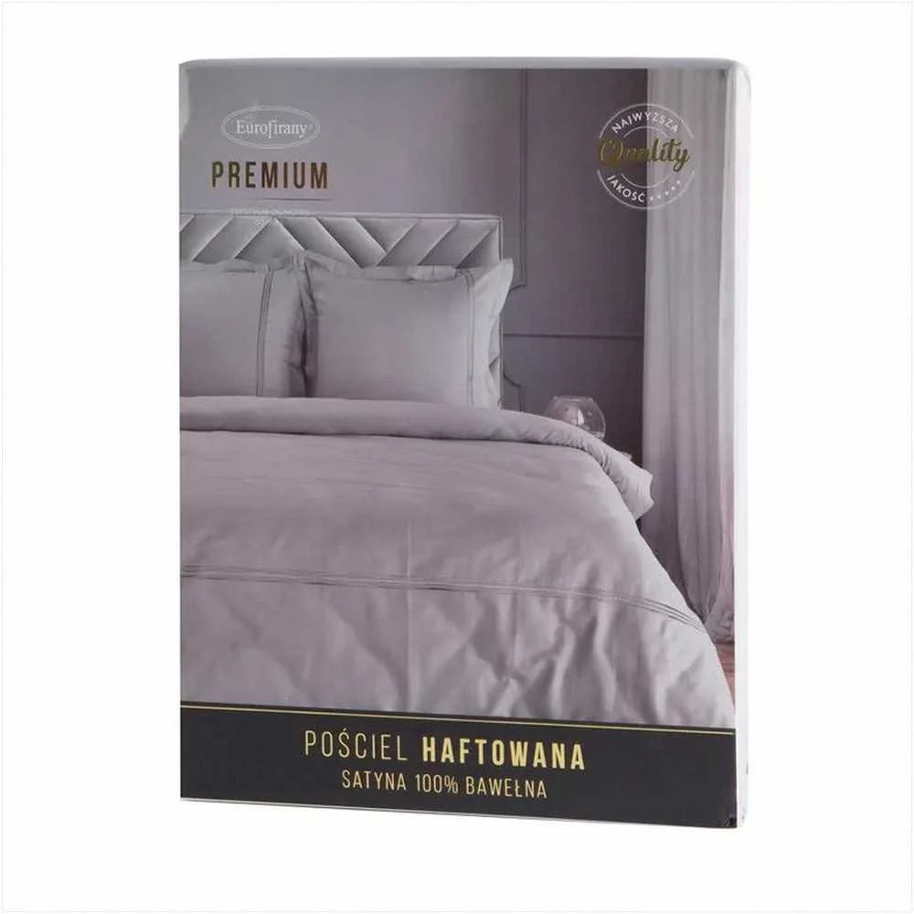 Eurofirany Medvilninio satino patalynės komplektas, 160x200 cm, sidabrinė spalva, siuvinėtas gėlių raštas, užsegimas užtrauktuku, 125 g/m² svoris, kvėpuojantis medvilnės audinys, minkšta patalynė