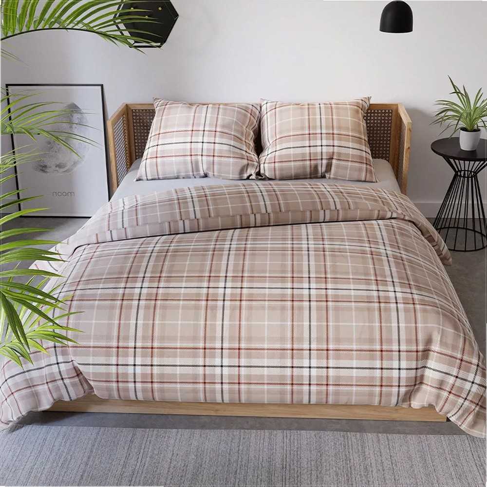 Medvilninio satino patalynės komplektas, 220x200 cm antklodės užvalkalas su dviem pagalvių užvalkalais, 115 g/m² audinio tankis, elegantiška miegamojo tekstilė, minkšta patalynė