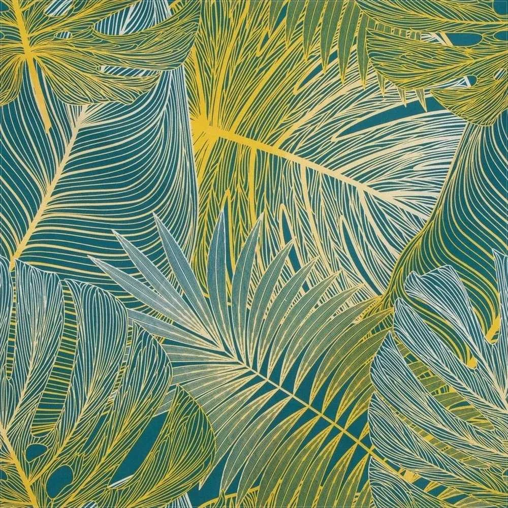 Eurofirany Medvilninio satino patalynės komplektas su tropinių lapų raštais, dvipusis, 220x200 cm, 2 pagalvių užvalkalai, egzotiškas žalias turkio geltonas miegamojo dekoras, minkšta patalynė Patalynė