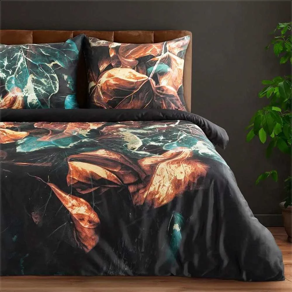 Eurofirany Medvilninio satino patalynės komplektas, 220x200 cm antklodės užvalkalas su dviem pagalvių užvalkalais, neblunkantis dizainas, užtrauktukas, 125 g/m² svoris, modernus raštas, miegamojo tekstilė