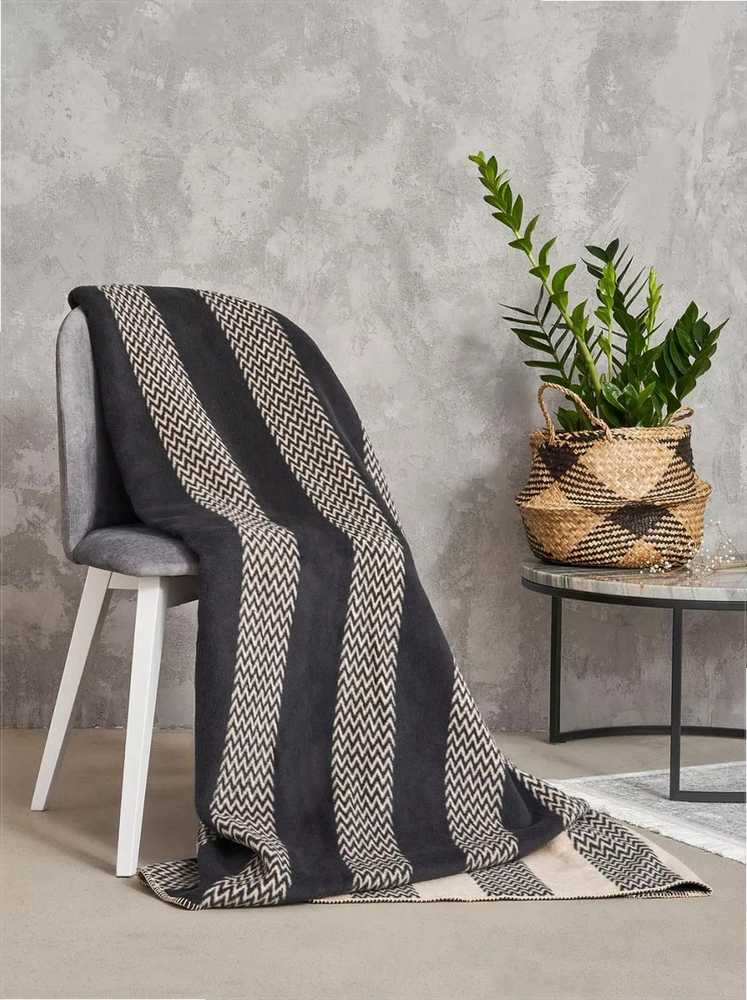 Medvilninis akrilo pledas, 150x200 cm, šiltas ir minkštas, dvipusis su nertu kraštu, svetainei ar miegamajam, dekoratyvinė lovatiesė, namų tekstilė