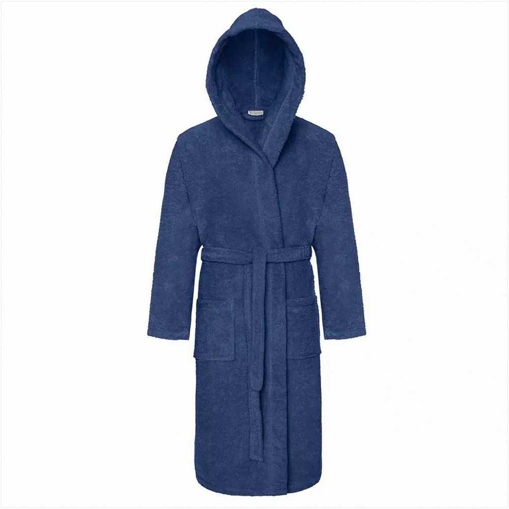 Medvilninis frotinis chalatas su gobtuvu, unisex viešbučio stiliaus chalatas, 450 g/m² sugerianti medvilnė, kelių ilgio namų chalatas, minkštas vonios chalatas