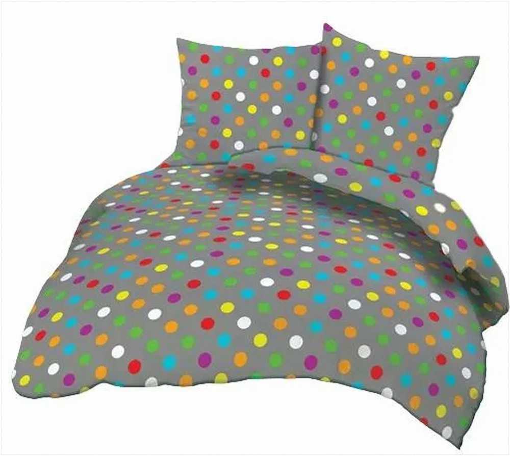 Medvilninis gofruotos tekstūros patalynės komplektas, 200x220 cm antklodės užvalkalas su pagalvėmis, pilkas taškuotas raštas, užsegimas sagomis, 140 g/m², svečių namams ir dovanoms, minkšta patalynė