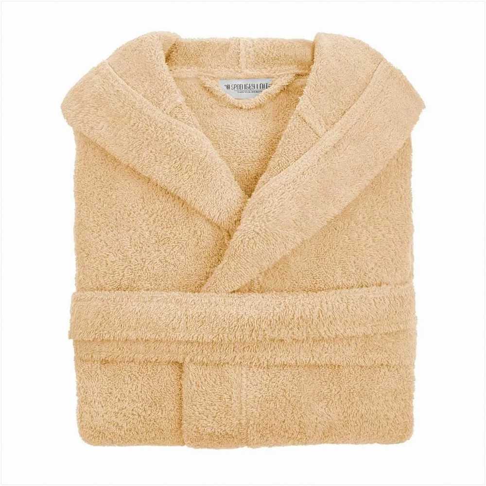 Medvilninis kilpinis chalatas su gobtuvu, unisex viešbučio stiliaus chalatas, 450 g/m² sugeriantis namų rūbas, medvilninis chalatas iki kelių su kišenėmis, minkštas vonios chalatas