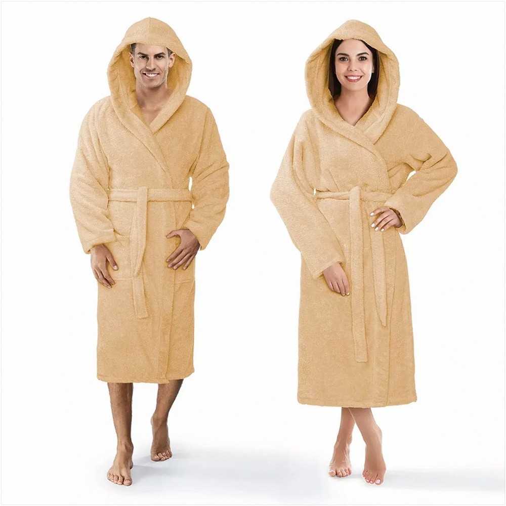 Medvilninis kilpinis chalatas su gobtuvu, unisex viešbučio stiliaus chalatas, 450 g/m² sugeriantis namų rūbas, medvilninis chalatas iki kelių su kišenėmis, minkštas vonios chalatas