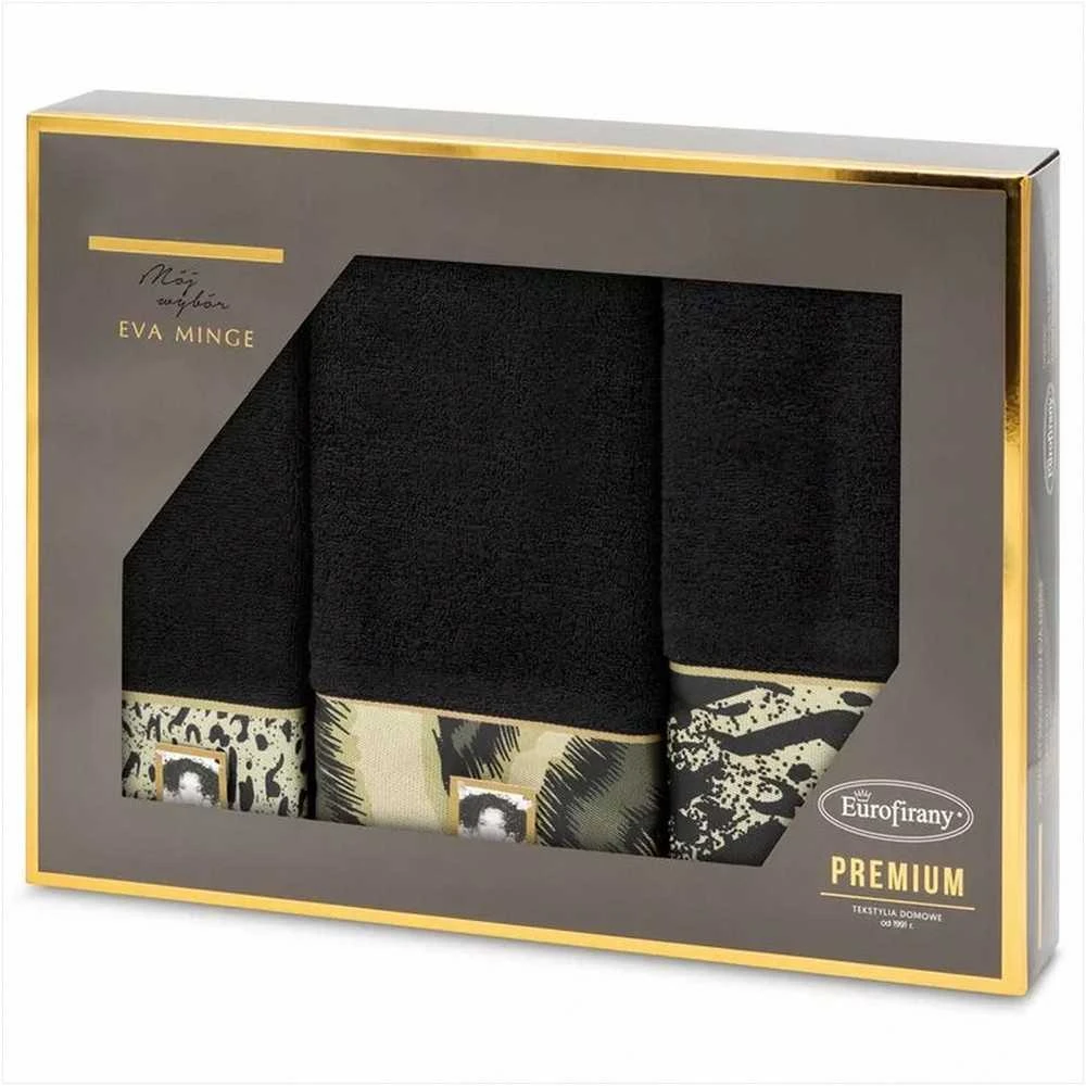 Rankšluostis Eurofirany Medvilninių vonios rankšluosčių rinkinys, 3 dalys, 500g/m², dekoratyviniai elementai, elegantiška dėžutė, namams ir dovanai, minkšti rankšluosčiai