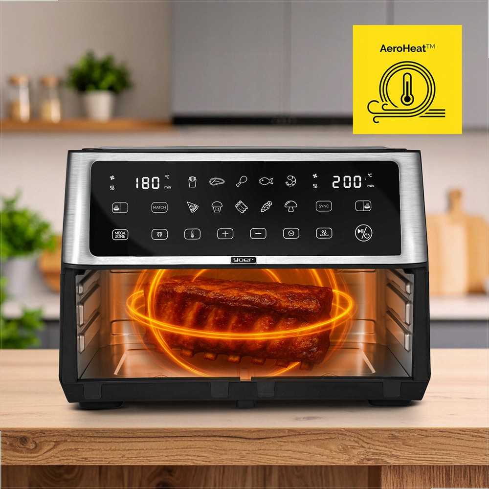 Megacrisp 11 litrų karšto oro gruzdintuvė, didelės galios 2800W, 6-in-1 daugiafunkcis virtuvės prietaisas, didelės talpos gruzdintuvė, orkaitė, grilis, džiovyklė, konvekcinė krosnelė