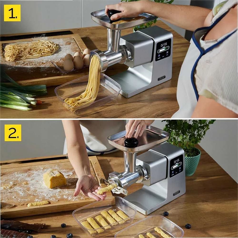 Mėsmalė Grindforce 7-in-1 metalinė mėsos malimo mašina malimui, sulčių spaudimui, smulkinimui, didelė galia 2500W, nerūdijančio plieno daugiafunkcis virtuvinis kombainas, 7 in 1 mėsos malūnėlis, metalinė mėsos malyklė su priedais, elektrinė pjaustyklė