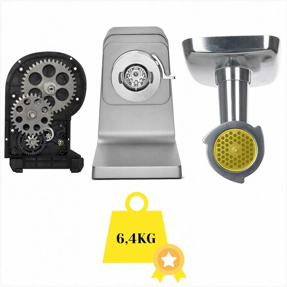Mėsmalė Grindforce 7-in-1 metalinė mėsos malimo mašina malimui, sulčių spaudimui, smulkinimui, didelė galia 2500W, nerūdijančio plieno daugiafunkcis virtuvinis kombainas, 7 in 1 mėsos malūnėlis, metalinė mėsos malyklė su priedais, elektrinė pjaustyklė