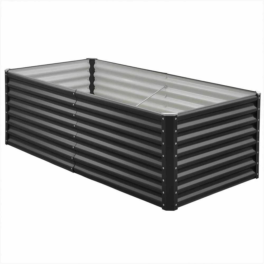 Metalinė pakeliama lysvė daržovėms ir žolelėms, cinkuota tvirta sodinimo dėžė, atviro dugno konstrukcija, 1800 mm x 900 mm x 600 mm sodo lysvė