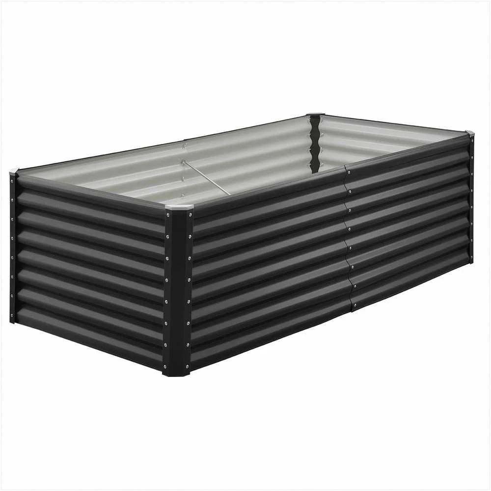 Metalinė pakeliama lysvė daržovėms ir žolelėms, cinkuota tvirta sodinimo dėžė, atviro dugno konstrukcija, 1800 mm x 900 mm x 600 mm sodo lysvė