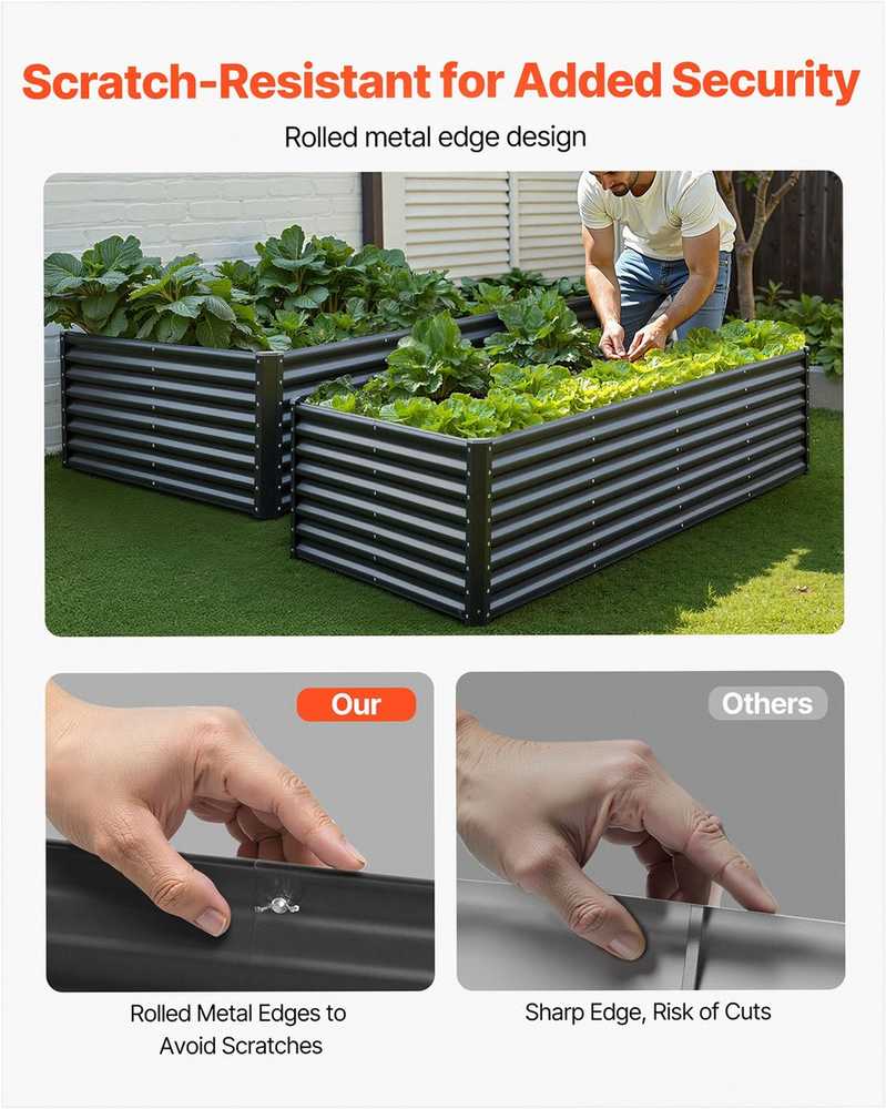 Metalinė pakelta sodo lysvė daržovėms, gėlėms, žolelėms ir sukulentams, patvarus cinkuotas gėlių vazonas, didelė lauko pakelta sodo dėžė