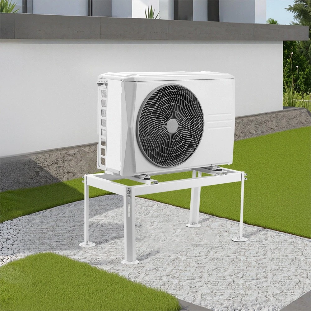 Mini Split antžeminis stovas kondicionieriams ir šilumos siurbliams, reguliuojamas antivibracinis sunkiasvoris lauko bloko laikiklis, 200 kg galia, 850x430x400 mm