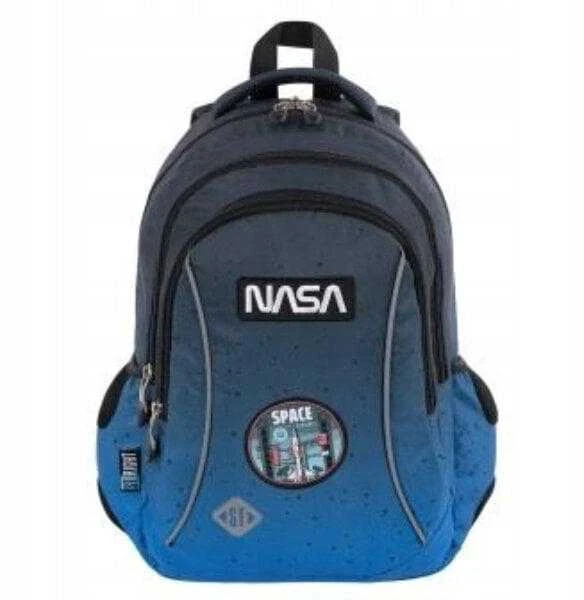 Mokyklinė kuprinė Nasa, 39 cm, mėlyna/juoda