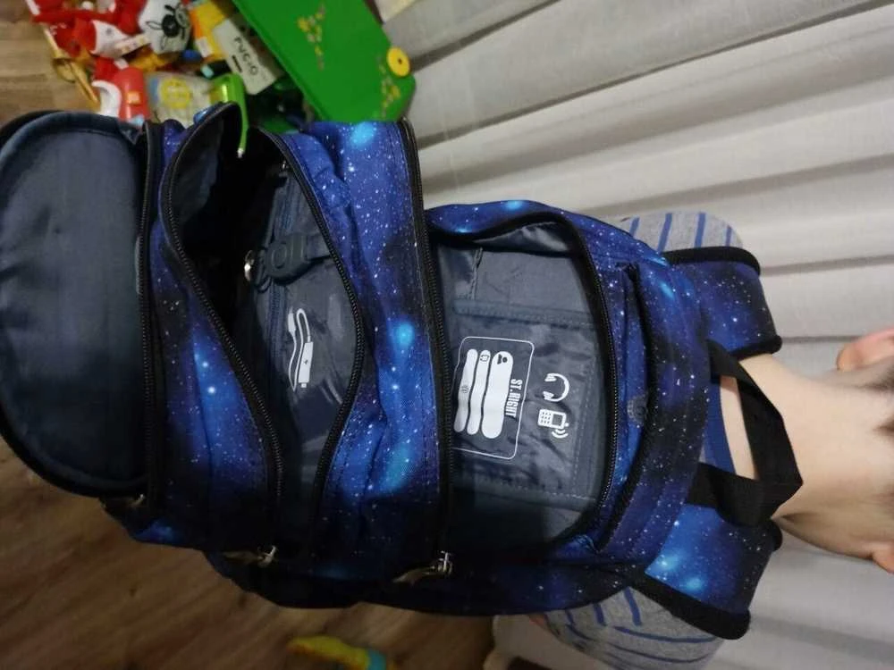 Mokyklinė kuprinė Nasa, 39 cm, mėlyna/juoda