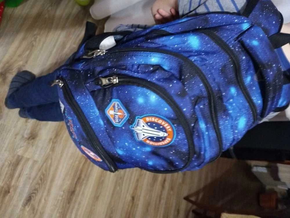 Mokyklinė kuprinė Nasa, 39 cm, mėlyna/juoda