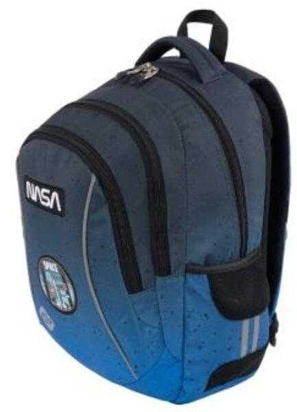 Mokyklinė kuprinė Nasa, 39 cm, mėlyna/juoda